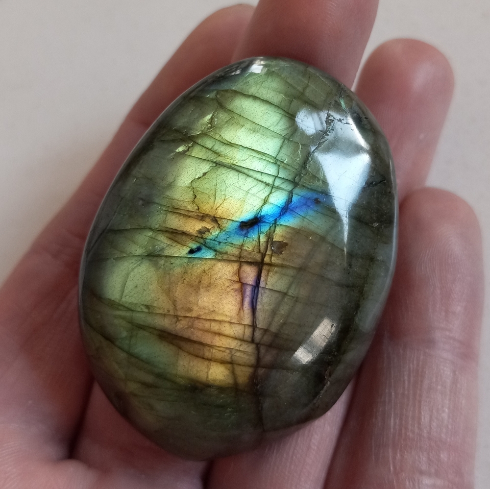 Labradorite Palm Stone Green Flash!!!